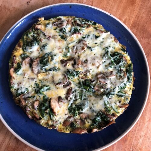Spinazie-champignontortilla